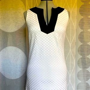 Michael Kors white sheath dress with black trim